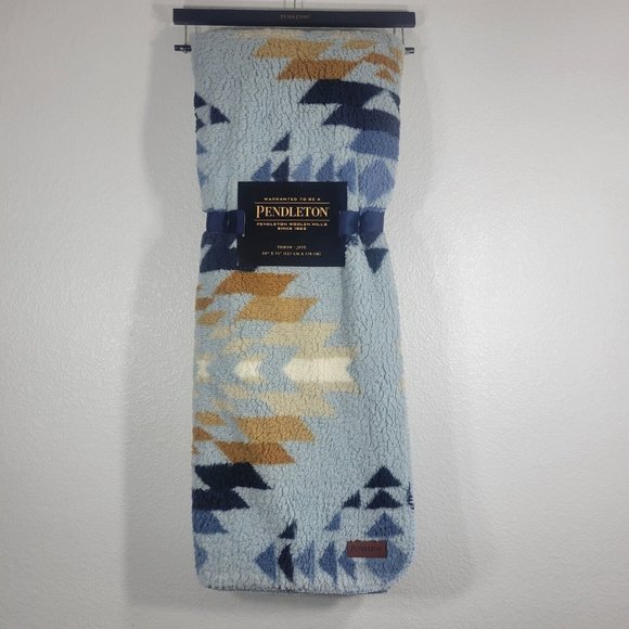 Pendleton Other - Pendleton Plush Sherpa Fleece Throw Blanket Aztec Southwest 50" x 70" Blue New